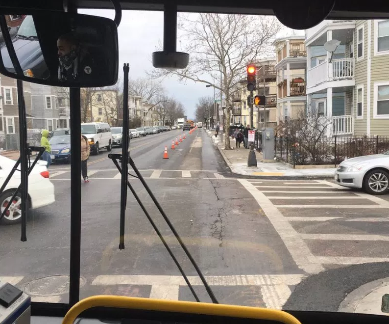 Boston Tests Faster Bus Service Simply By Laying Out Orange Cones