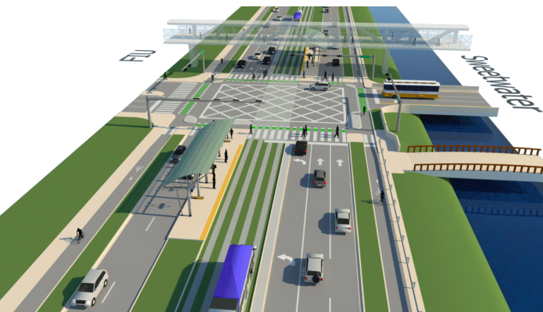 Instead of a Pedestrian Bridge, How About a Street That Works for Walking, Biking, and Transit?