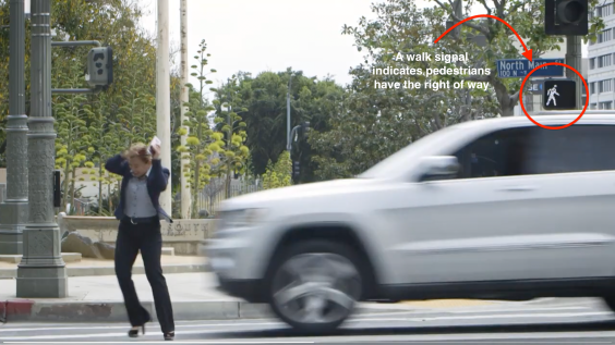 LAPD Traffic Safety PSA Scolds Pedestrian for Getting Hit by Red Light Runner