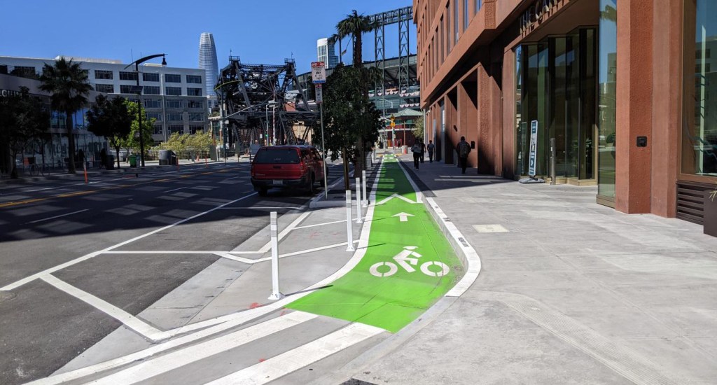 Eyes on the Street: SF Adds Sidewalk-Level Bike Lanes